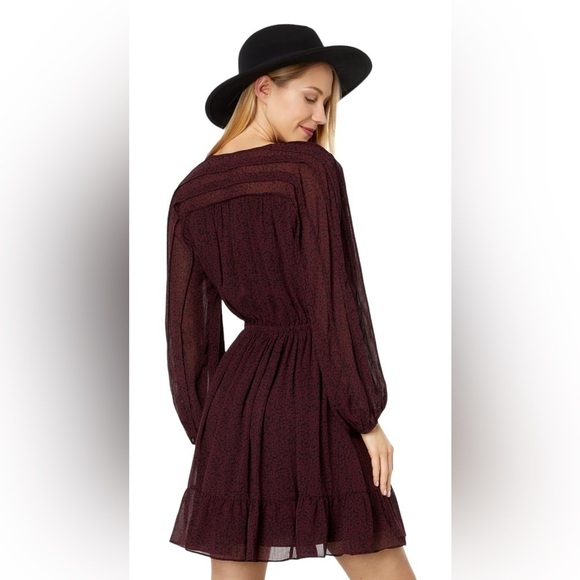 Madewell Pleated Sleeve Retro Mini dress balloon sleeves, V-neckline size M - Picture 3 of 16
